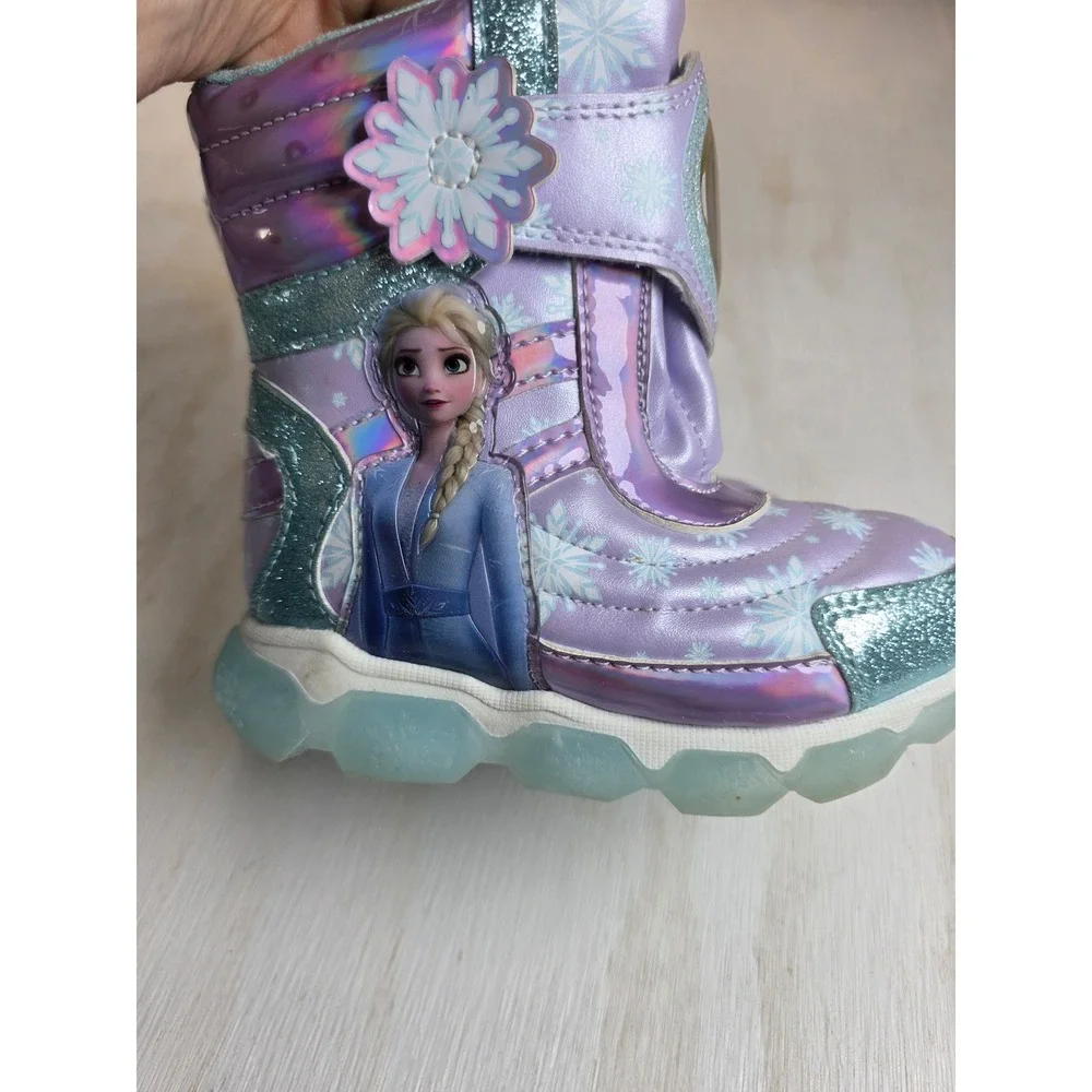 Disney Frozen 2 Elsa Anna Purple Iridescent Winter Boots Kids Size 7 FZA18X0006B